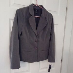 AGB Women's Charcoal Grey Two Button Hourglass Blazer Size Small